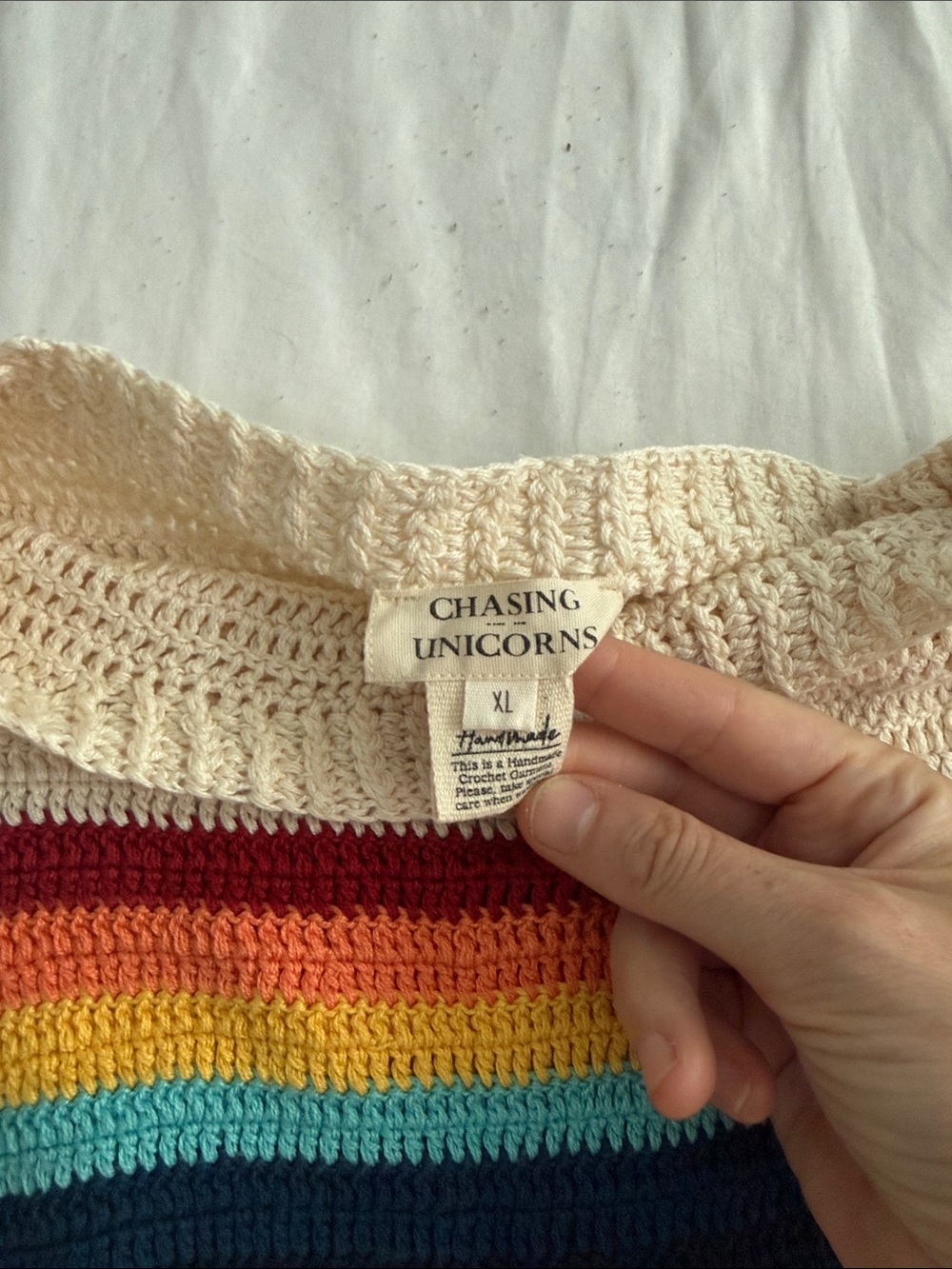 Chasing Unicorns rainbow knit crochet sweater - Picture 3 of 3
